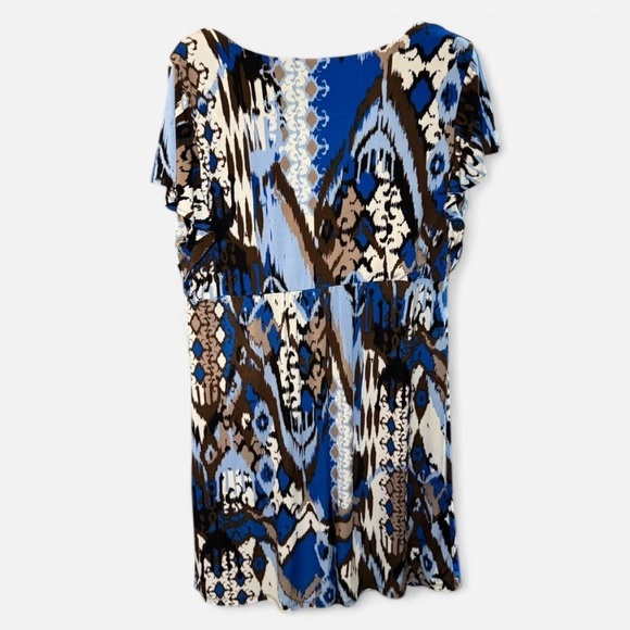 Style & Co Kilim Print Blue & Brown Dress, Size 1X - Picture 2 of 5